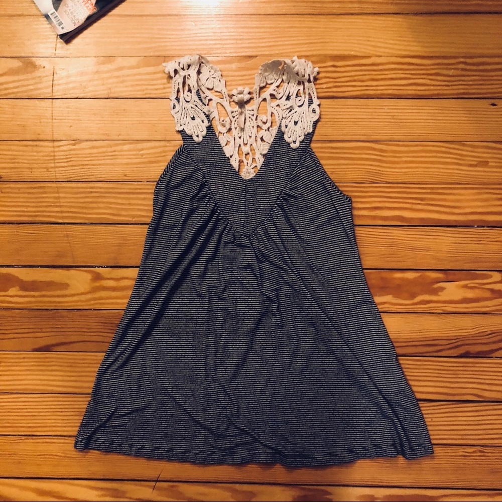 Striped Tank with Lace Back Detail